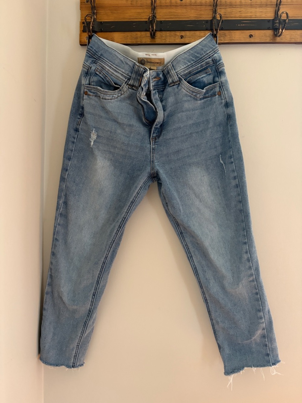 Democracy Light Blue Distressed Mom Jeans